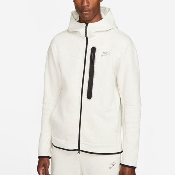 Nike Sportswear Tech Fleece Full Zip Hoodie White/Heather DD4688-100 Multi Size